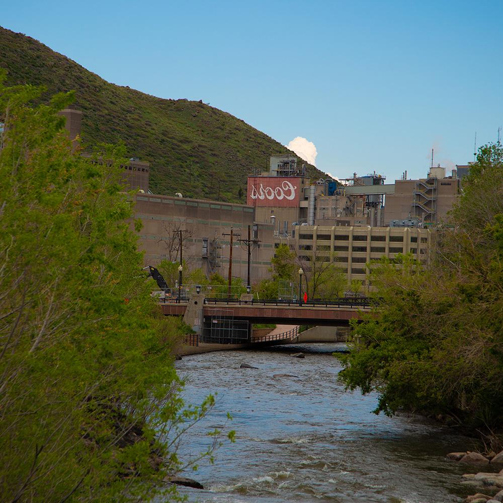 Clear Creek with the Coors brewery in the background.